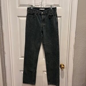 ZARA Unisex Dark Gray‎ Green Denim Straight Leg Button Fly Jeans Size 30